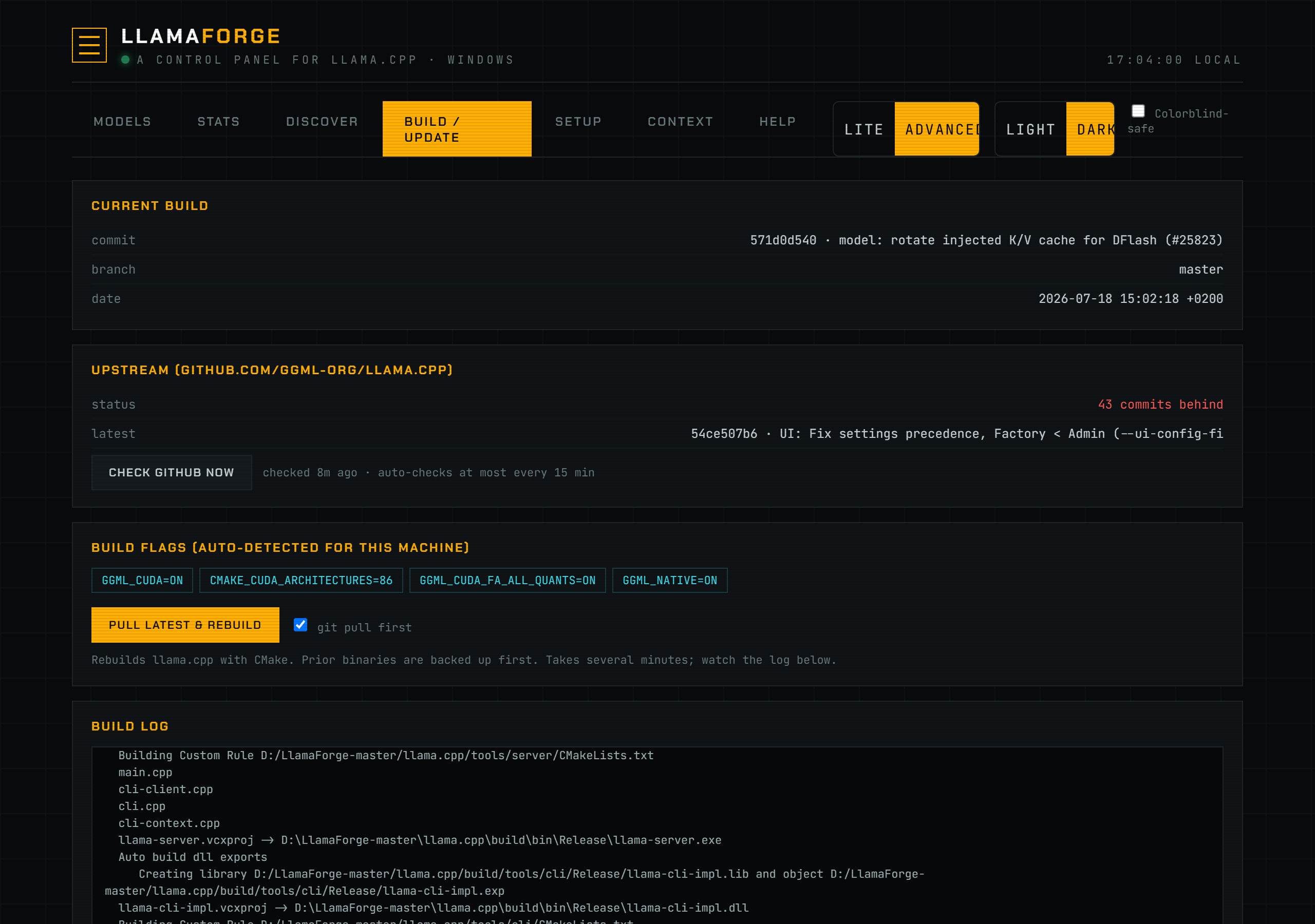 Build tab