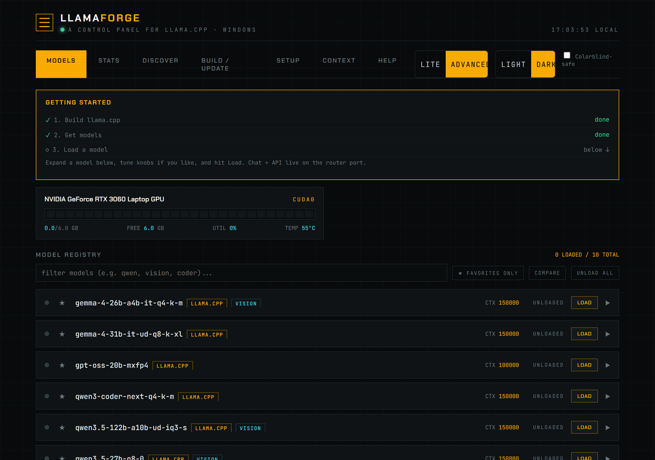 Models tab
